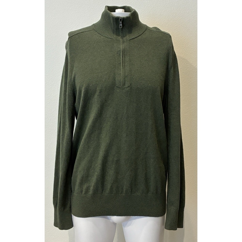 Banana Republic Mens Cotton Cashmere Pullover Sweater Size M‎ Green Quiet Luxury